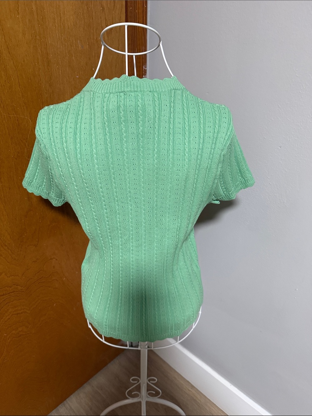 J. Crew Mint Green Short-Sleeve Button Cardigan - Picture 3 of 4